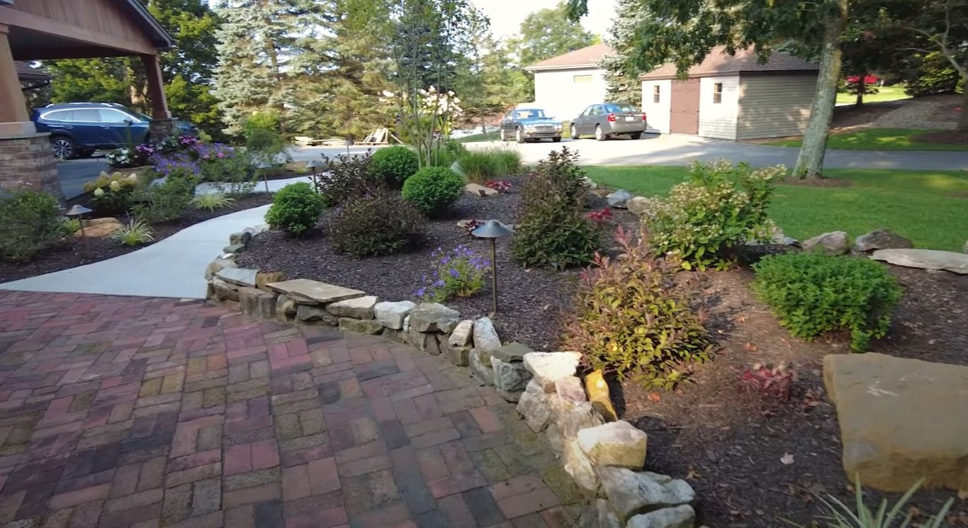 Long-lasting landscape design with paver patio and stone wall in Kiryas Joel, NY